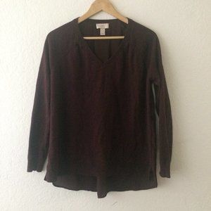 Loft Red Sweater Sheer Back C1087